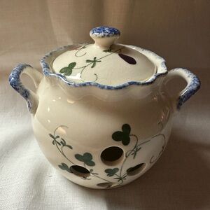 Cote Basque hand painted shamrock jar